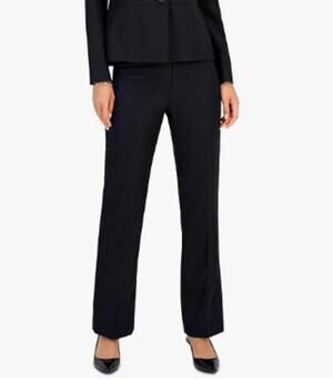 LE SUIT Women's Kate Straight Suit Pants Size 8 Petite Black Flat Front NWT